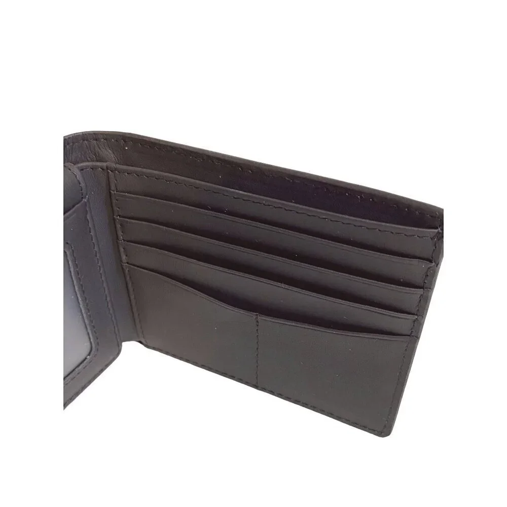 Men’s Bifold Black Wallet Interior Card Slots ID Window NWB‎